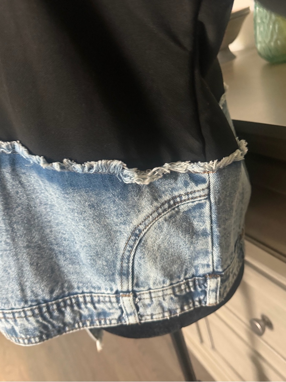 Women's Black & Denim Mixed-Media Pullover Top - Picture 5 of 6